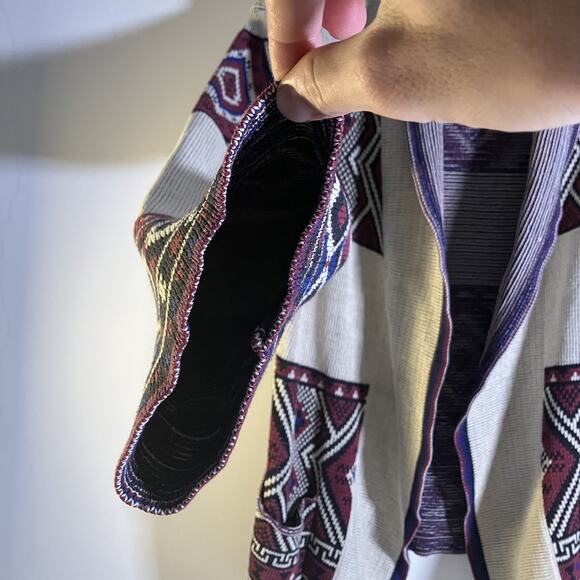 Forever 21 Cardigan Womens Small Boho Knit Aztec Open Sweater Pockets Layering - Picture 12 of 16